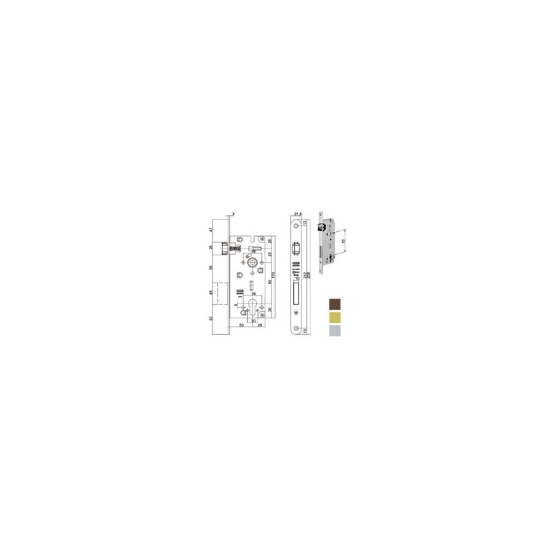 SERRATURA INF.LEGNO DUO E40 OTTONATA 851 AGB