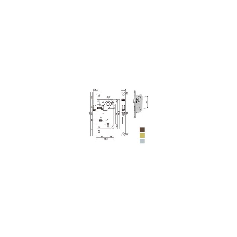 SERRATURA INF.LEGNO CENTRO E50 BRONZATA   1002 AGB
