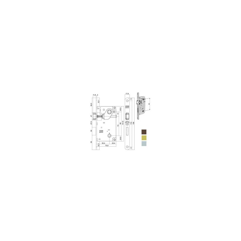 SERRATURA INF.LEGNO CENTRO E50 BAGNO BR   1005 AGB