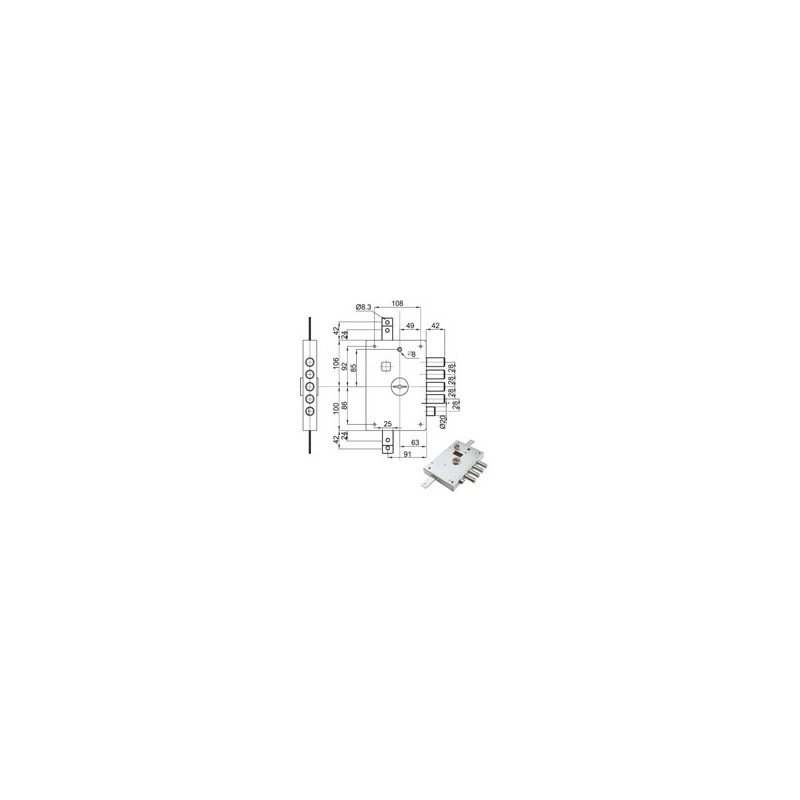 SERRATURA SIC.TRIPLICE DX DM E63 6111-1DE ATRA