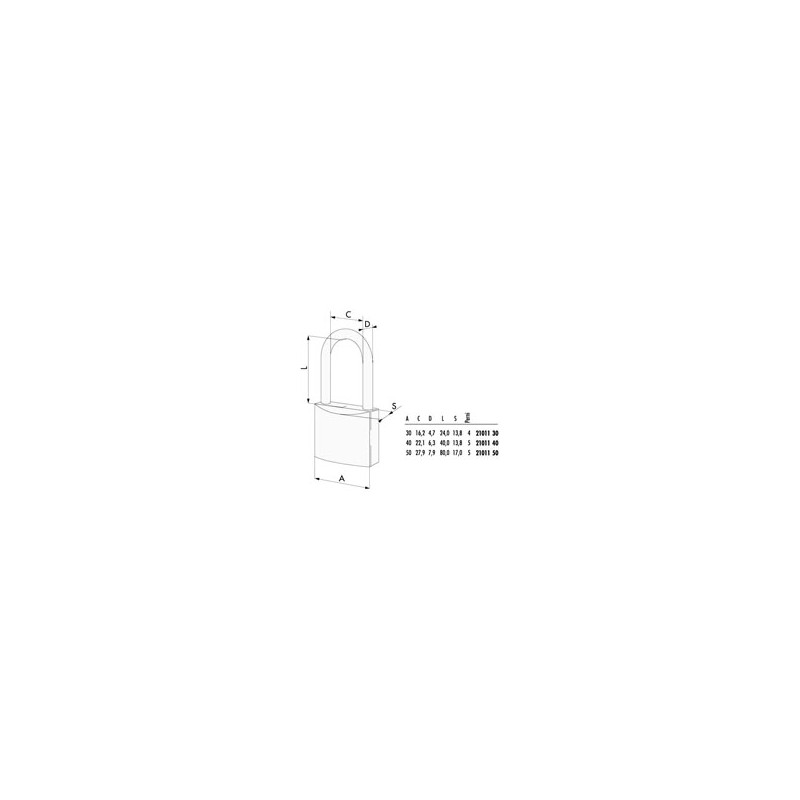 LUCCHETTO OTTONE mm 30 ARCO LUNGO 21011 CISA LL