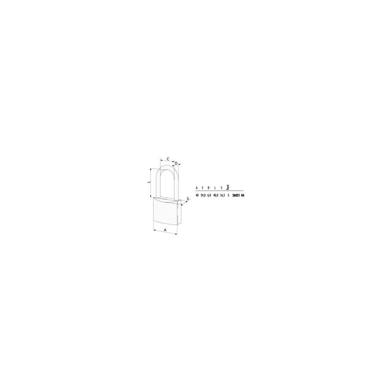 LUCCHETTO OTTONE mm 40 ARCO INOX LUNGO  26021 CISA