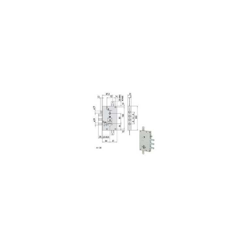 SERRATURA SICUREZZA TRIPLICE 00CA 56515-58-B CISA