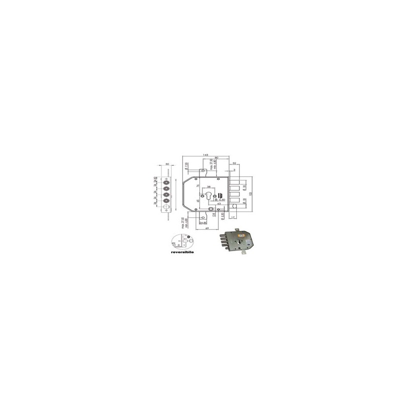 SERRATURA SIC.TRIPLICE SX CIL. E63 AP954 MOIA