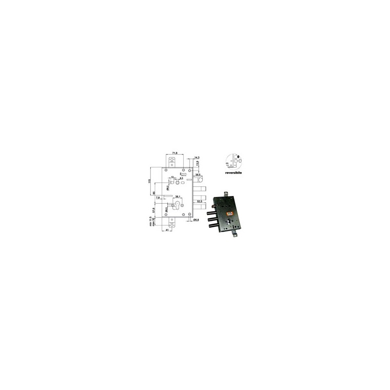 SERRATURA SIC.TRIPLICE CIL. E63 RCI664+21/380 MOIA