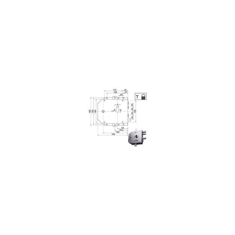SERRATURA SIC.TRIPLICE DX 89855 MOTTURA
