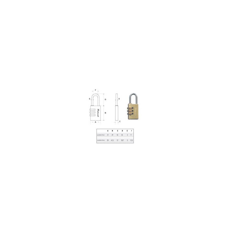 LUCCHETTO OTTONE mm 20 COMBINAZIONE POTENT