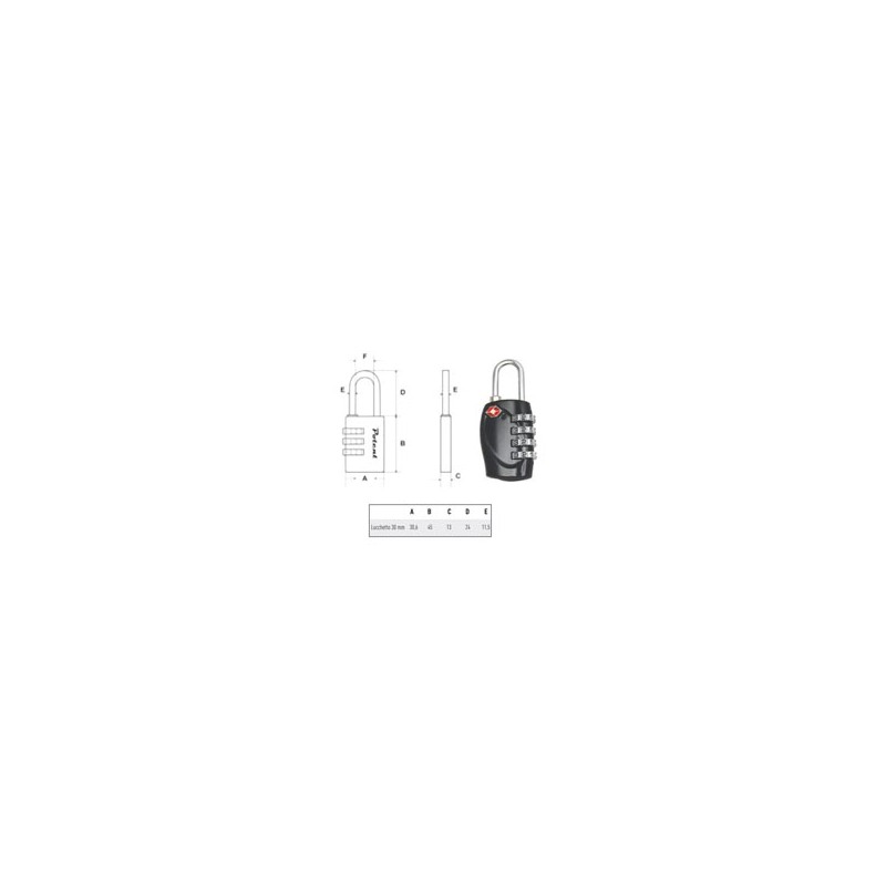 LUCCHETTO LEGA mm 30 COMBINAZIONE TSA       POTENT