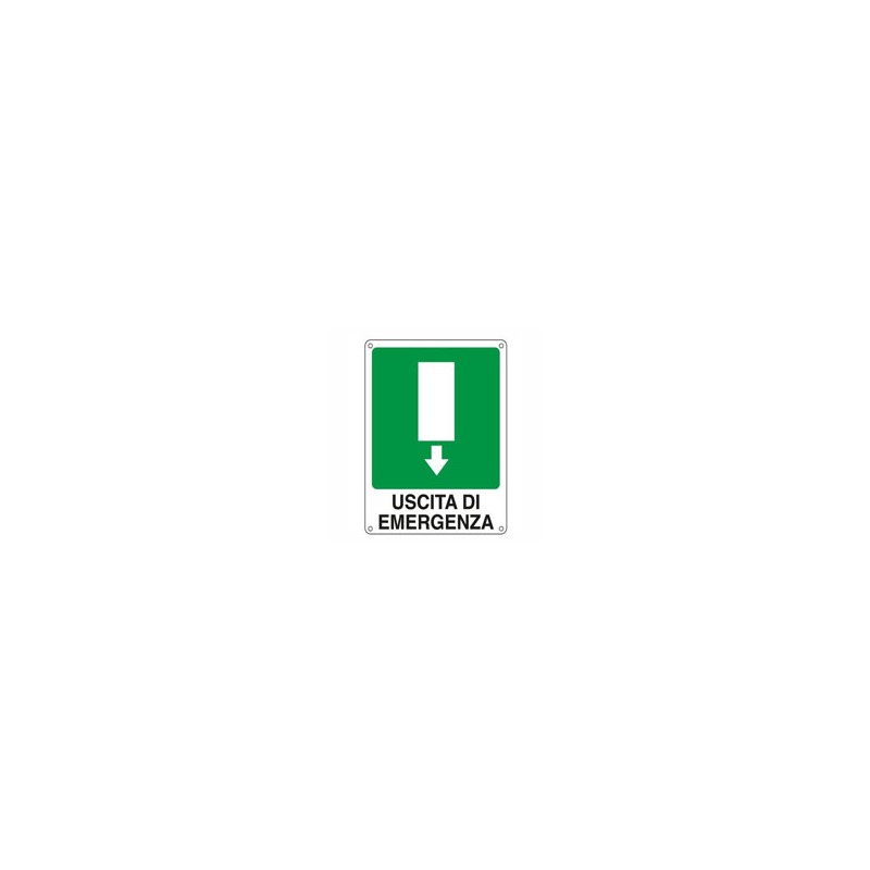 CARTELLO USCITA EMERGENZA GIU' 20x 30 ALLUMINIO