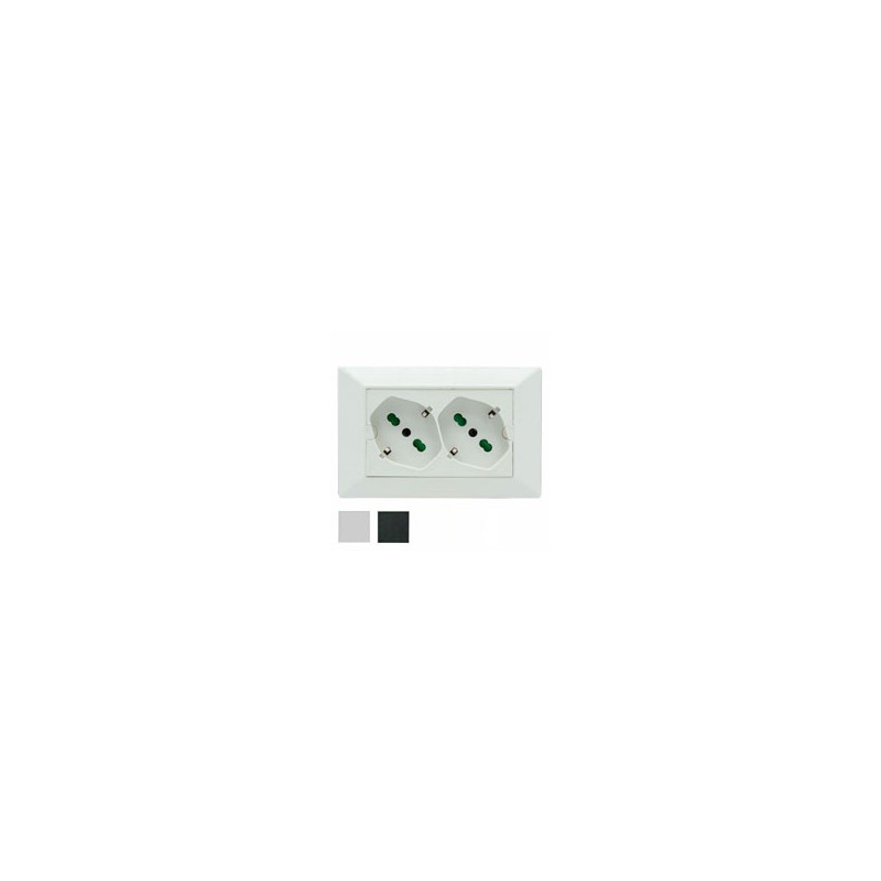 FRUTTO DOPPIO PRESA SK 10/16A NERO OPERA 42101 FME