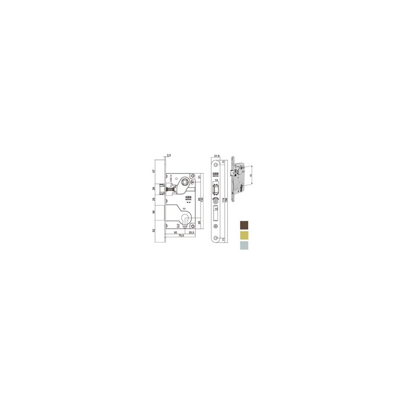 SERRATURA INF.LEGNO CENTRO E50 CROMO OP. 1024 AGB