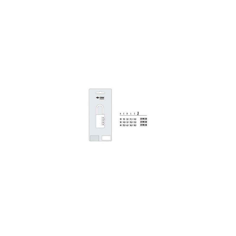 LUCCHETTO OTTONE mm 20 COMBINAZIONE 21190 CISA LL