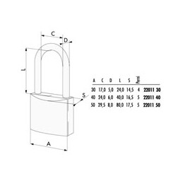 LUCCHETTO OTTONE mm 30 ARCO...