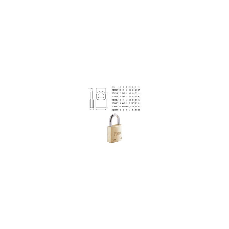 LUCCHETTO OTTONE mm 60 KA CITY ISEO