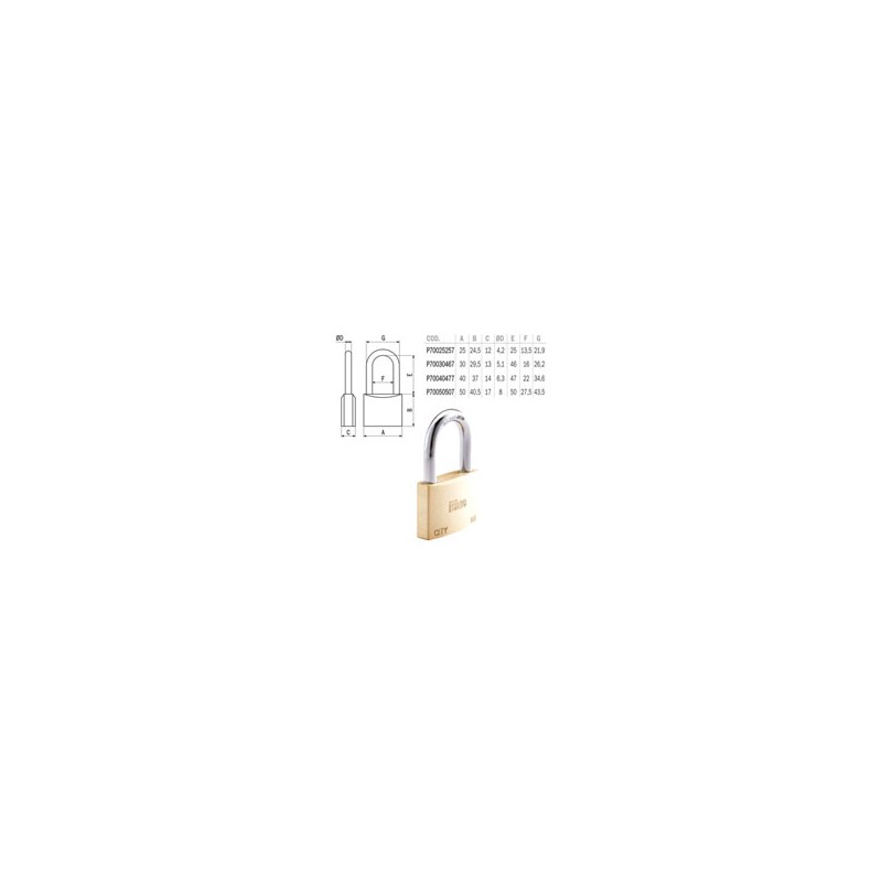 LUCCHETTO OTTONE mm 50 ARCO MEDIO CITY ISEO