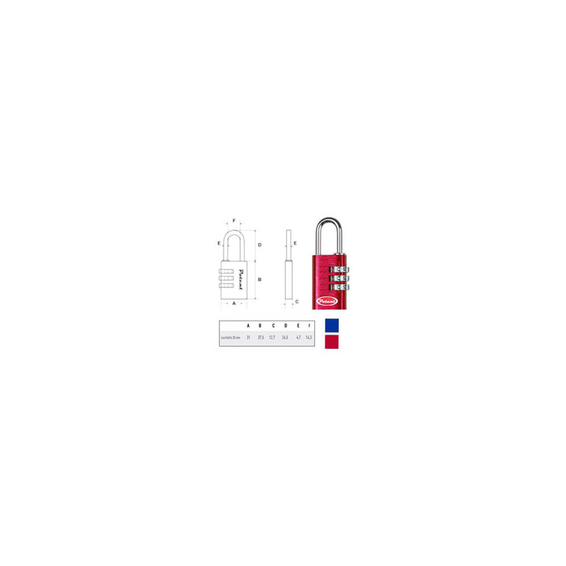 LUCCHETTO ALLUMINIO mm 30 COMBINAZ.BLU 9330 POTENT