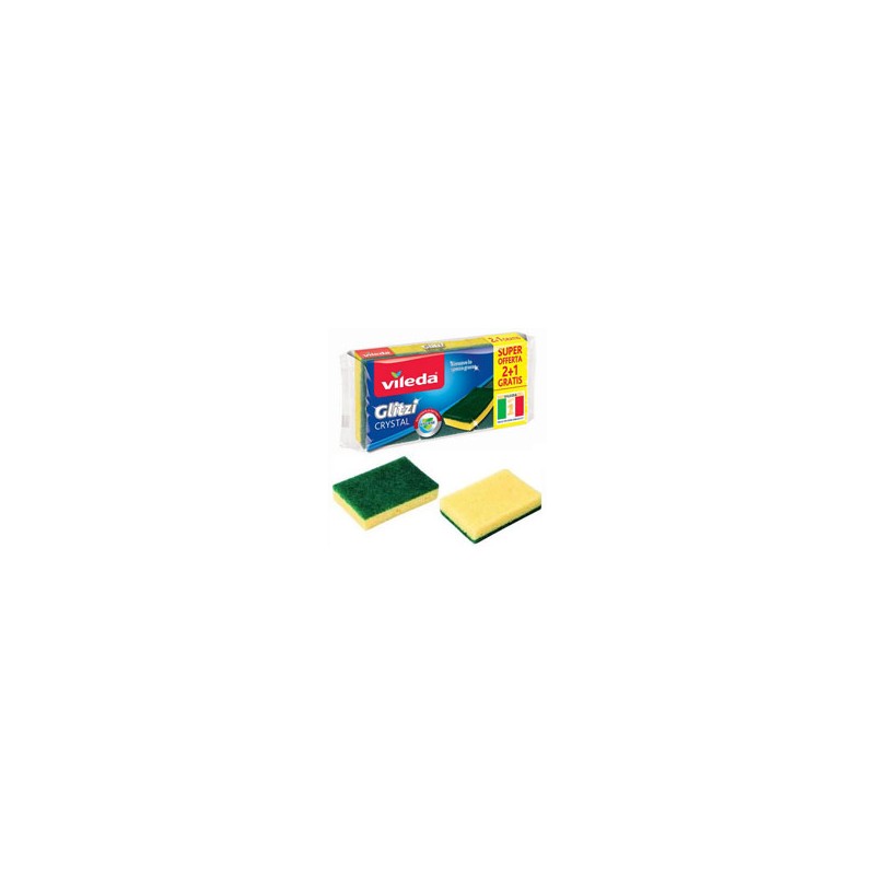 SPUGNA FIBRA VERDE GLITZI CRYSTAL Pz 2+1 VILEDA