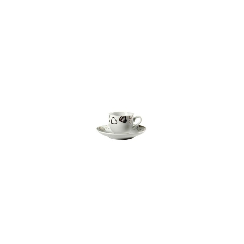 TAZZA CAFFE PORCELLANA CUORI Pz 6 BELLINTAVOLA