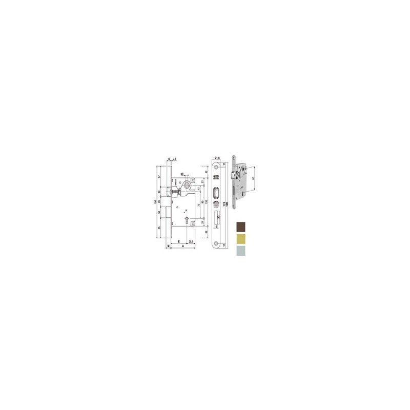 SERRATURA INF.LEGNO CENTRO E50 CROMO OP   1001 AGB