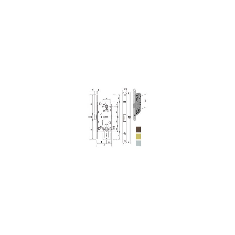 SERRATURA INF.LEGNO MEDIANA E60 BRONZATA 1103 AGB