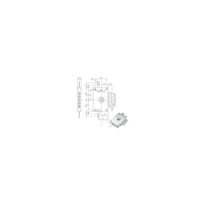 SERRATURA SIC.TRIPLICE DX CILINDRO E63 NE42 ATRA