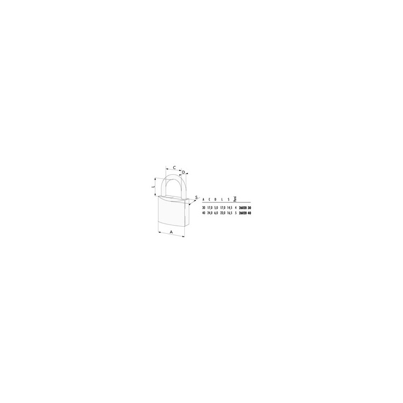 LUCCHETTO OTTONE mm 30 ARCO INOX 26020 CISA