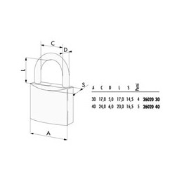 LUCCHETTO OTTONE mm 40 ARCO...