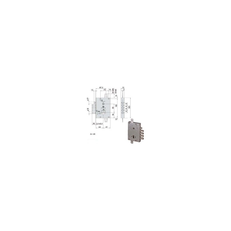 SERRATURA SICUREZZA TRIPLICE       56515-38-B CISA
