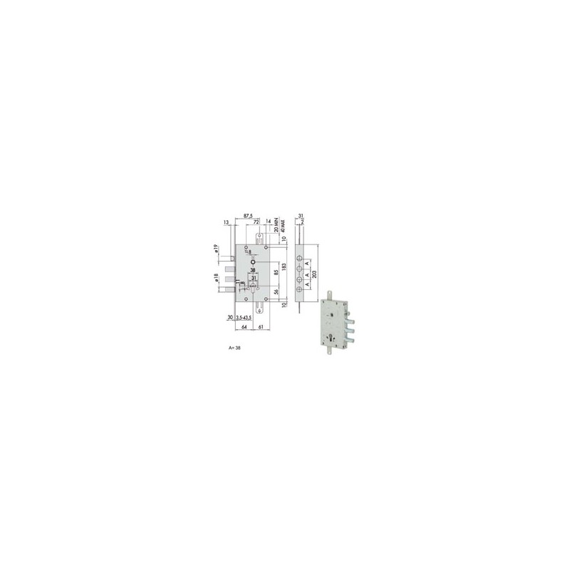SERRATURA SICUREZZA TRIPLICE 00PG 56515-58-B CISA