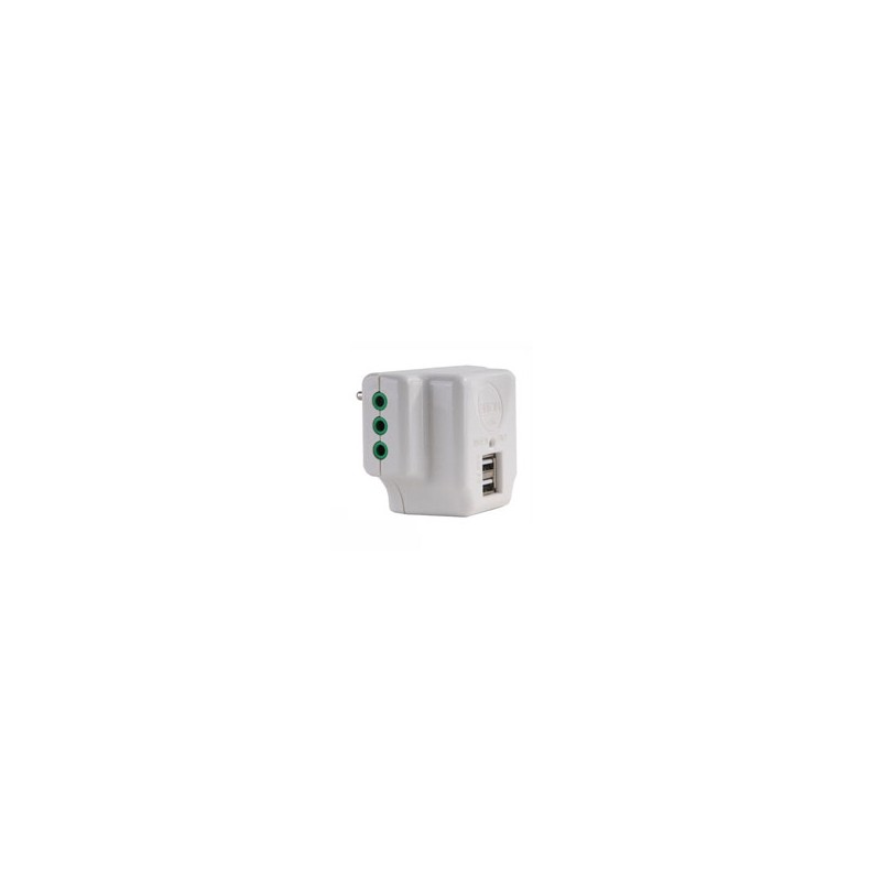 ADATTATORE TRIPLO 10A+T USB BIANCO       87800 FME