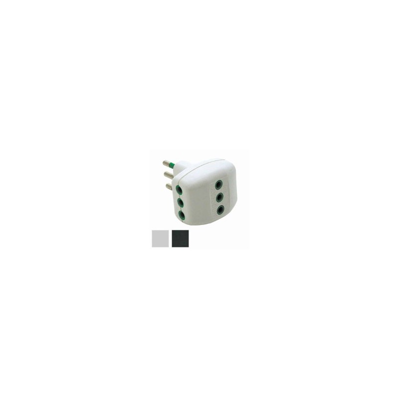 ADATTATORE TRIPLO 10A+T NERO 82201 FME