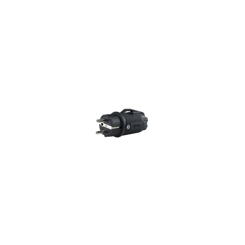SPINA SCHUKO 16A+T NERO GOMMA IP54 ROSI